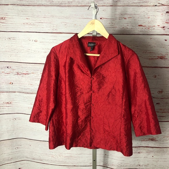 Eileen Fisher Crushed Silk Dupioni Blazer - Picture 1 of 7